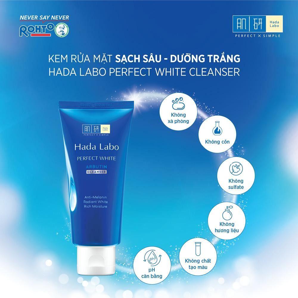 Sữa Rửa Mặt Dưỡng Trắng Da Hada Labo Perfect White Arbutin Cleanser 80g