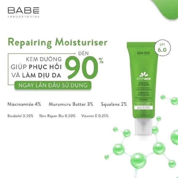 Kem Dưỡng Ẩm Phục Hồi Cho Da Mụn Laboratorios BABE Stop AKN 50ml