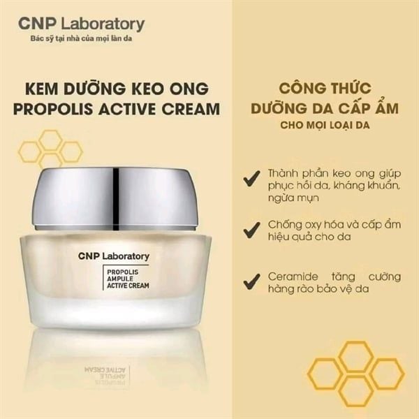 Kem Dưỡng CNP Chiết Xuất Keo Ong Phục Hồi Da Propolis Ampule Active Shot Cream 50ml