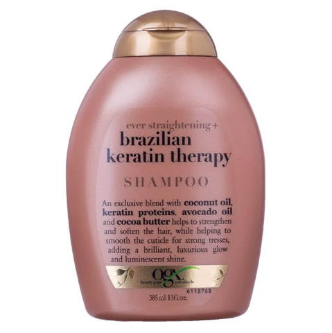 Dầu Gội Keratin Dưỡng Tóc Vào Nếp Suôn Mượt OGX Ever Straightening + Brazilian Keratin Therapy Shampoo 385ml