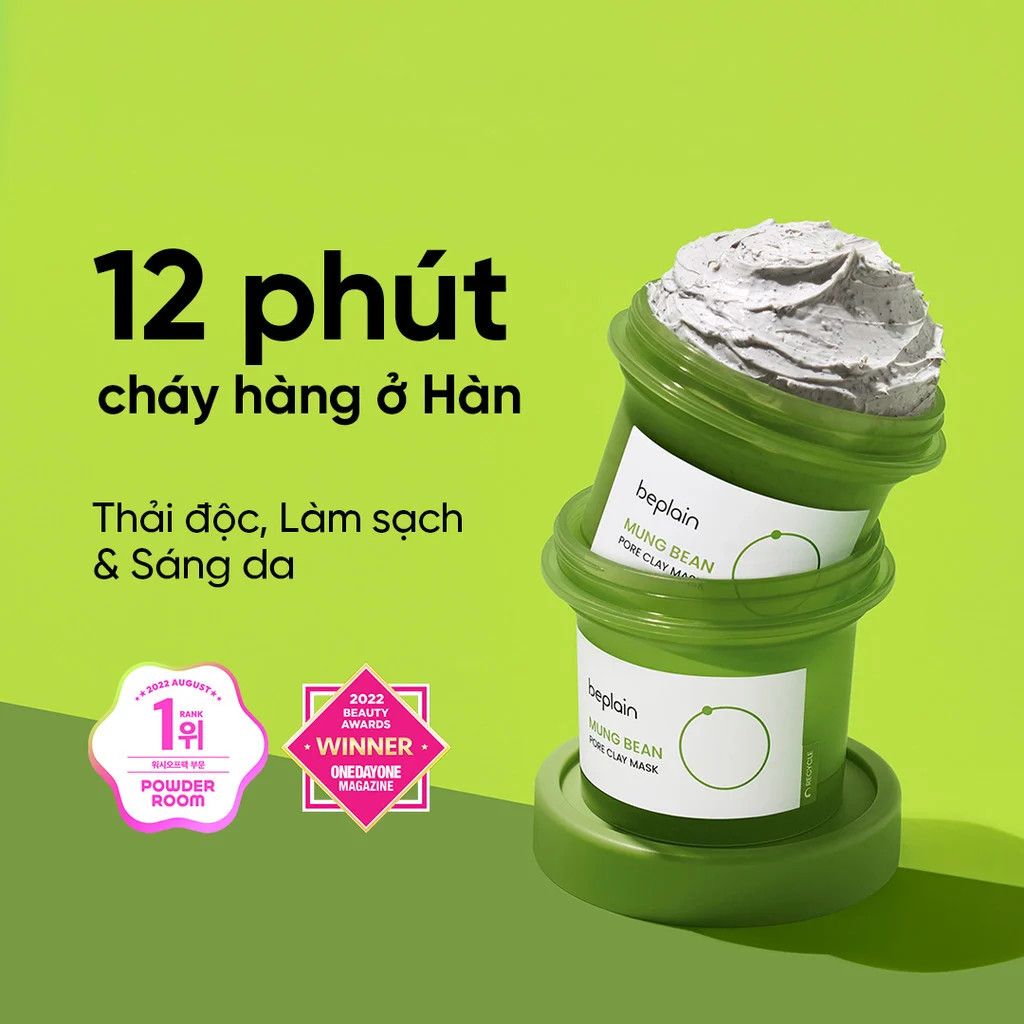 Mặt Nạ Đất Sét Hỗ Trợ Thải Độc Da Beplain Mung Bean Pore Clay 120ml