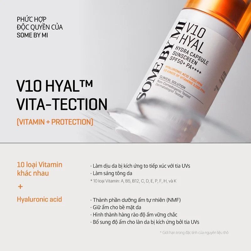 Kem Chống Nắng Dưỡng Ẩm, Làm Dịu Da Some By Mi V10 Hyal Hydra Capsule Suncreen SPF50+ PA++++ 40ml
