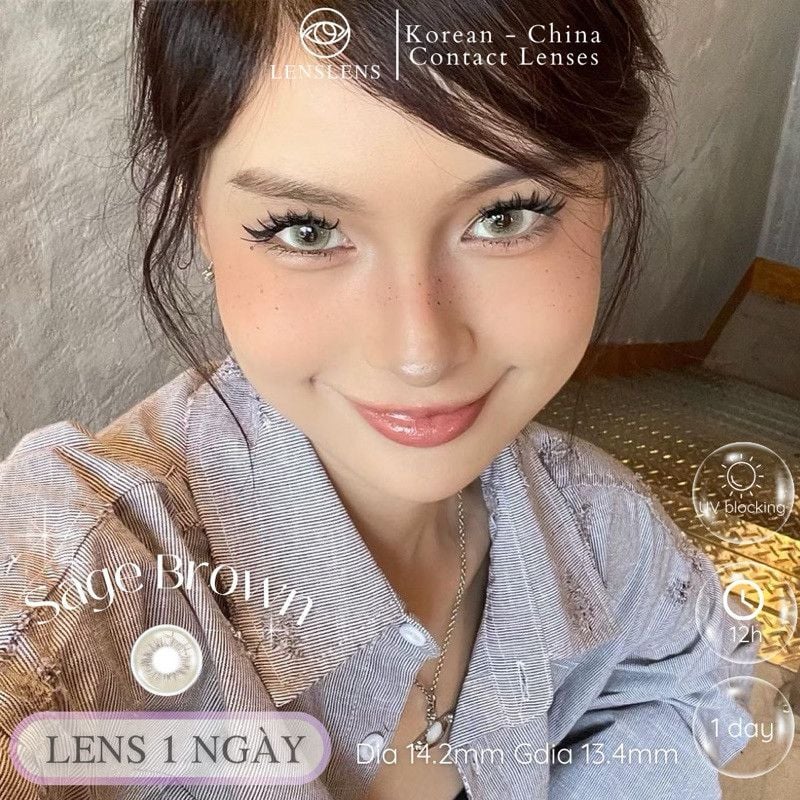 Lens 1 NGÀY Thời Trang DOUYIN (cặp) - SAGE BROWN 0-2 độ
