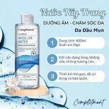 Nước Tẩy Trang Dành Cho Da Dầu Compliment Micellar Water Active 400ml