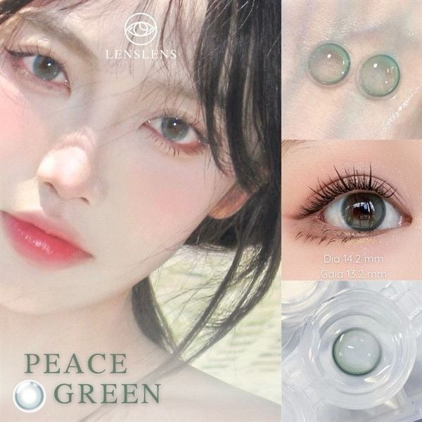 Lens Thời Trang DOUYIN (Cặp) - PEACE GREEN 0-3 độ