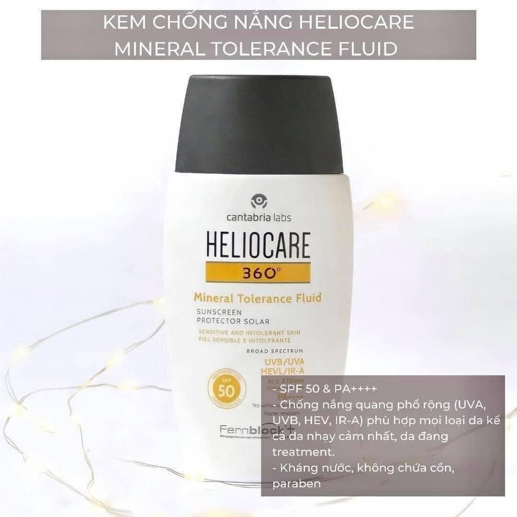 Kem Chống Nắng Nâng Tone HELIOCARE 360 Mineral Tolerance Fluid 50ml - MỌI LOẠI DA, DA NHẠY CẢM, DA SAU XÂM LẤN