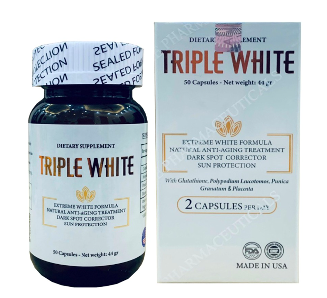Viên Uống Trắng Da, Hỗ Trợ Chống Nắng Triple White - 50 viên
