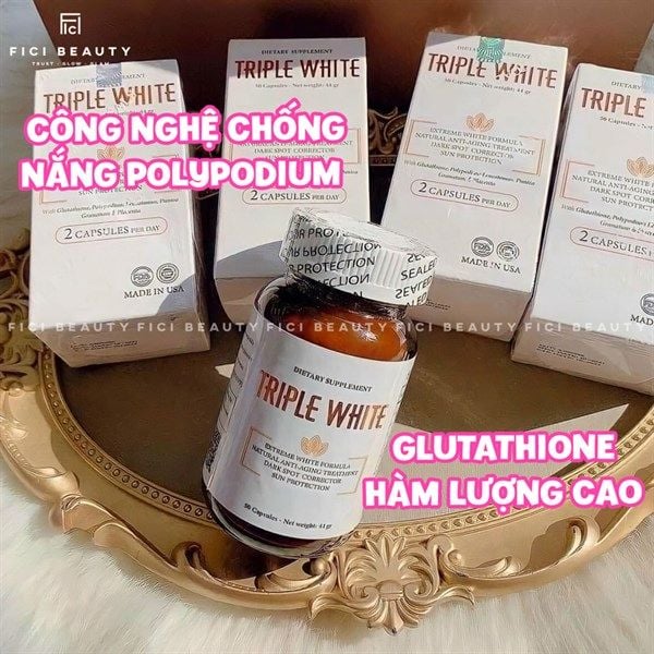 Viên Uống Trắng Da, Hỗ Trợ Chống Nắng Triple White - 50 viên