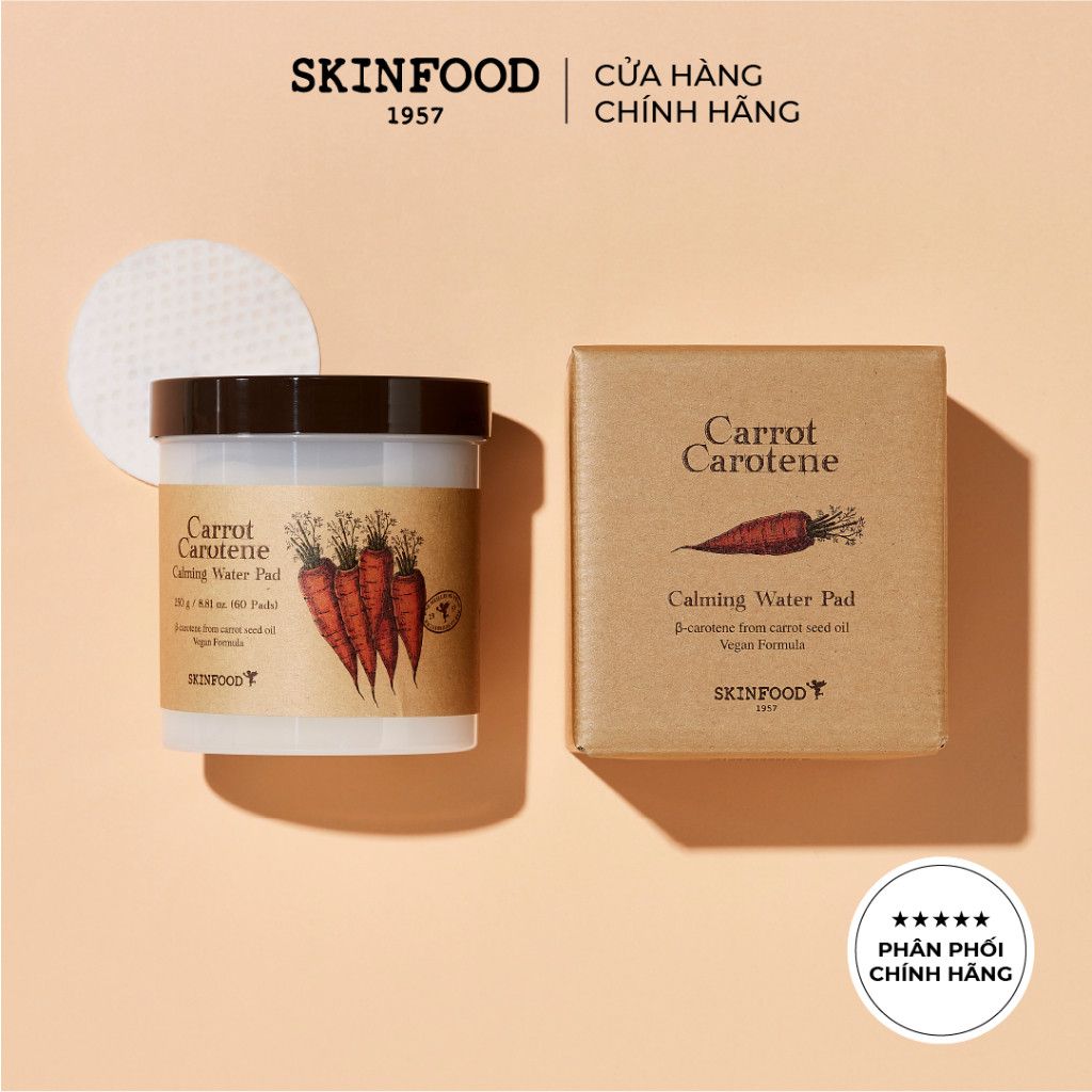 Bông Dưỡng Cấp Ẩm Chiết Xuất Cà Rốt Làm Dịu Mát Làn Da Carrot Carotene Calming Water Pad 250g (60 miếng)