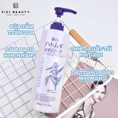 Sữa Tắm Dưỡng Ẩm, Trắng Da Chiết Xuất Ý Dĩ HATOMUGI Moisturizing & Washing The Body Soap 800ml