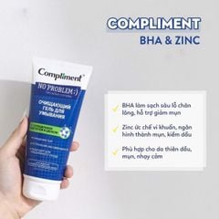 Gel Rửa Mặt Compliment No Problem BHA ZinC - Giảm Dầu Mụn/Trắng Sáng/ Dưỡng Ẩm/Kiềm Dầu/Giảm Thâm 200ml