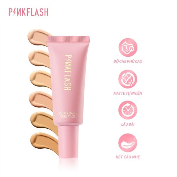 Kem Nền Mỏng Nhẹ, Che Phủ Cao PINKFLASH Lasting Matte Foundation PF-F03 25g