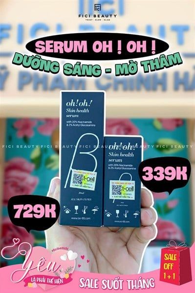 Tinh Chất Dưỡng Sáng Da, Giảm Thâm Nám oh!oh! Skin Health Serum with 20% Niacinamide & 2% Acetyl Glucosamine