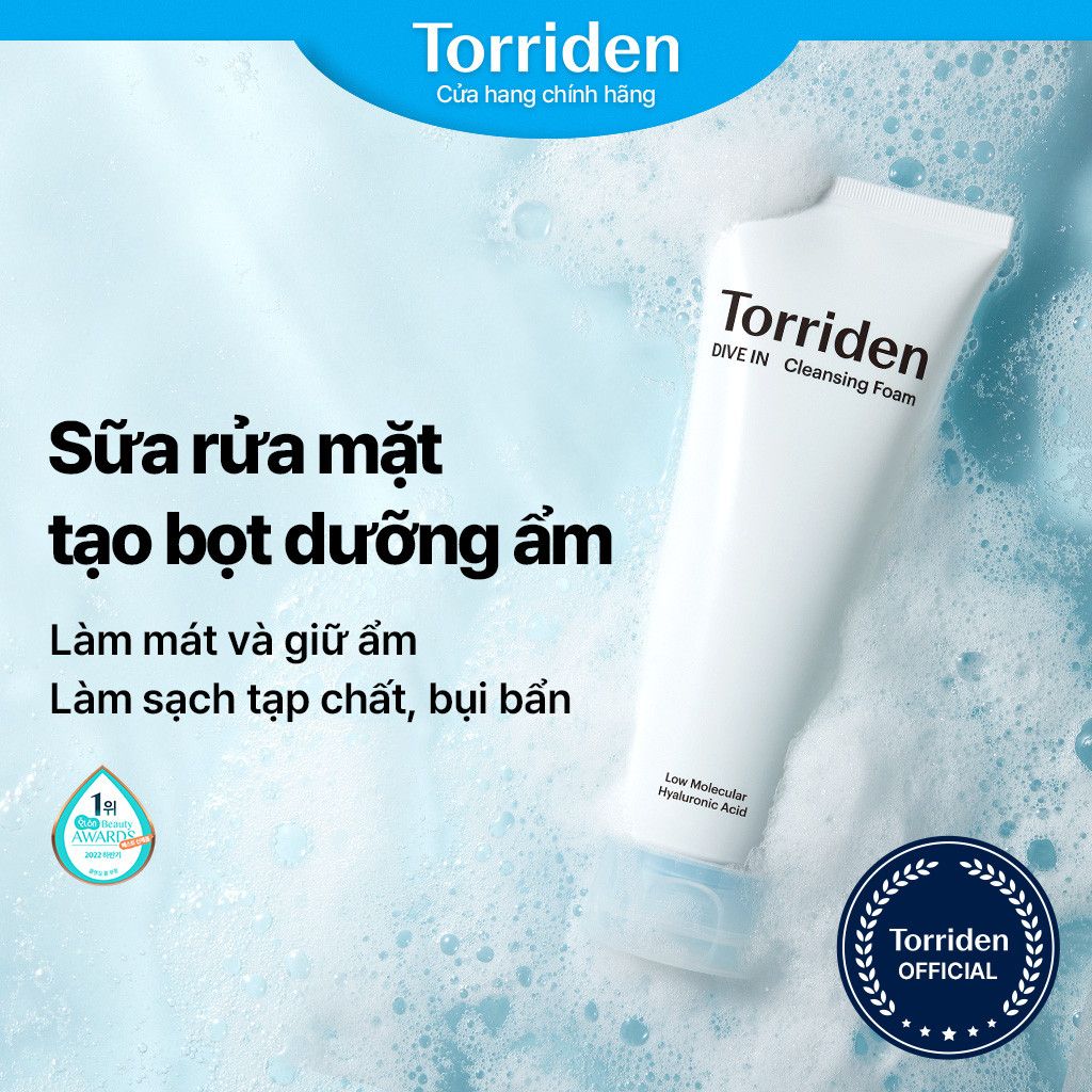 Sữa Rửa Mặt Torriden Tạo Bọt Dưỡng Ẩm Dal DIVE-IN Low Molecular Hyaluronic Acid Cleansing Foam 150ml