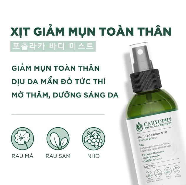 Xịt Giảm Mụn Cơ Thể Caryophy Portulaca Body Mist 150ml