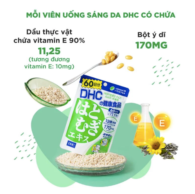 Viên Uống Trắng Da Từ Bột Ý Dĩ DHC Adlay Extract 30 viên-30 ngày