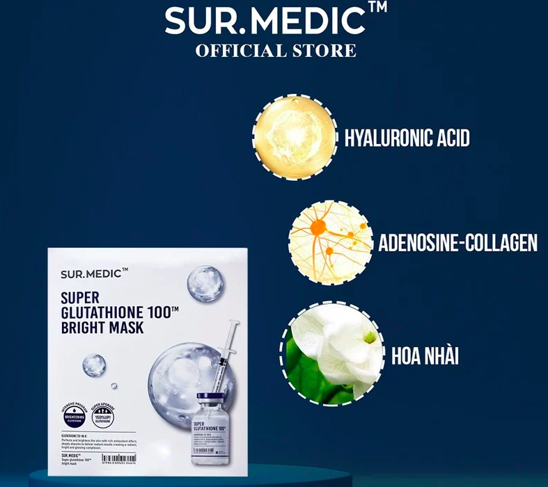 sur.medic bright glutathione mask Mt N Sur.Medic+ Tinh Cht Lm Sng Da 30g Simple and fast brightening and hydrating care This easy and simple ampoule packed in a syringe package instantly penetrates deep into skin to deliver intensive hydrating and brightening benefits Mt N Trng Da Sur.Medic