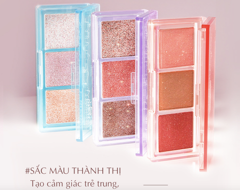 Bảng Phấn Mắt 3 Màu Ánh Nhũ Siêu Lấp Lánh Black Rouge Triple Layer Eye Palette