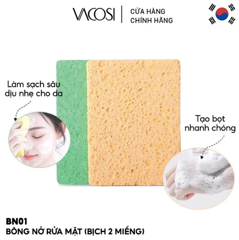 Bông Nở Rửa Mặt Vacosi Cleansing Sponge - BN01