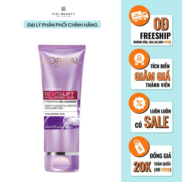 Sữa Rửa Mặt Cấp Ẩm L'oreal Revitalift Hyaluronic Acid Hydrating Gel Cleanser 100ml