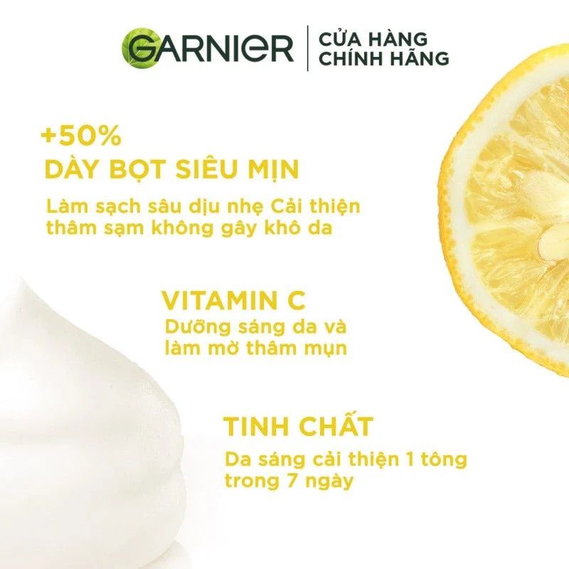 Sữa Rửa Mặt Garnier Tạo Bọt Dưỡng Sáng Làn Da Light Complete Vitamin C Whip Foam 50ml