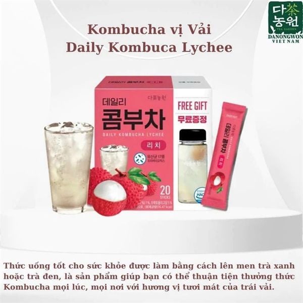 Trà KOMBUCHA Giảm Cân, Đẹp Dáng, Đẹp Da - Hộp 20 Gói (Tặng Bình)