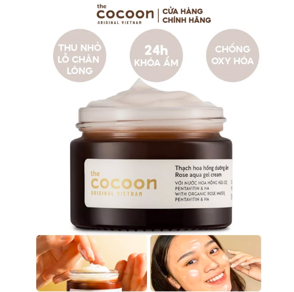 Kem Dưỡng Ẩm Dạng Thạch Từ Hoa Hồng Tươi Giúp Nuôi Dưỡng & Khóa Ẩm The Cocoon Rose Aqua Gel Cream 100ml