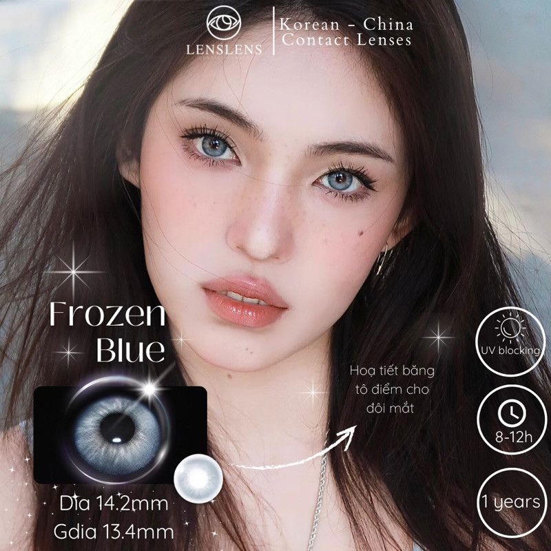 Lens Thời trang DOUYIN (cặp) - FROZEN BLUE 0-3 độ
