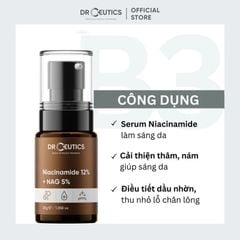 Serum B3 Dr.Ceutics Niacinamide 12% + NAG 5% Hỗ Trợ Làm Sáng Da, Kiềm Dầu, Se Khít Lỗ Chân Lông 30 ml