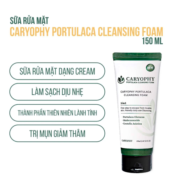 Sữa Rửa Mặt Làm Sạch Sâu, Phục Hồi Da Caryophy Portulaca Cleansing Foam 150ml
