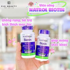 Viên Uống Chống Rụng, Hỗ Trợ Mọc Tóc & Giúp Móng Chắc Khỏe Natrol Biotin Beauty 10,000mcg - 100 viên