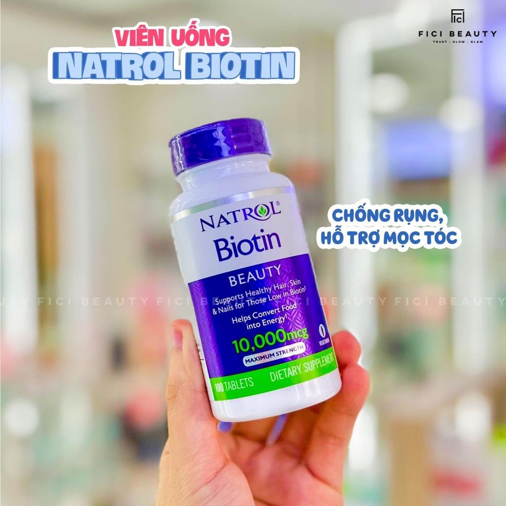 Viên Uống Chống Rụng, Hỗ Trợ Mọc Tóc & Giúp Móng Chắc Khỏe Natrol Biotin Beauty 10,000mcg - 100 viên