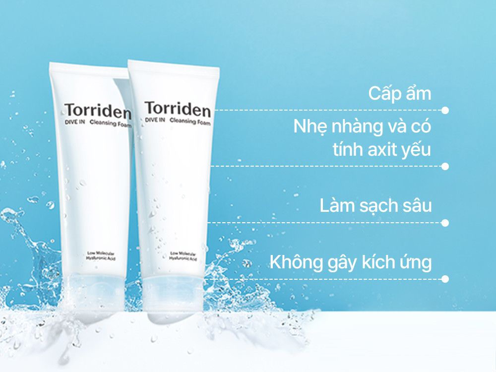 Sữa Rửa Mặt Torriden Tạo Bọt Dưỡng Ẩm Dal DIVE-IN Low Molecular Hyaluronic Acid Cleansing Foam 150ml