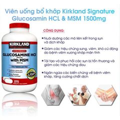 Viên Uống Hỗ Trợ Xương Khớp Kirkland Glucosamine HCl 1500mg with MSM 1500mg