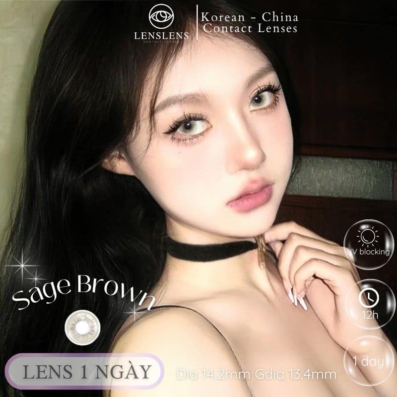 Lens 1 NGÀY Thời Trang DOUYIN (cặp) - SAGE BROWN 0-2 độ