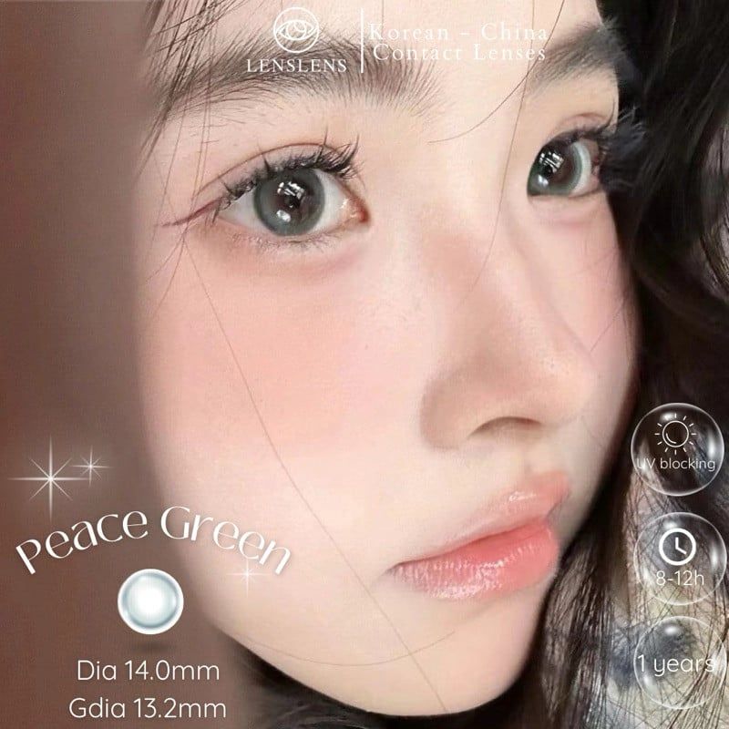 Lens Thời Trang DOUYIN (Cặp) - PEACE GREEN 0-3 độ