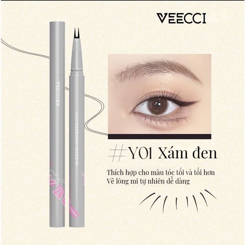 Bút phẩy mi kẻ mắt 2 đầu linh hoạt tinh tế tự nhiên VEECCI