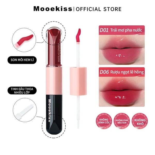 Son Mooekiss Serum Dưỡng Không Dính Cốc Hiệu ứng Tráng Gương Hai đầu đa Năng 3ml+3ml