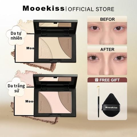 Bảng Khối Mooekiss Phấn Bắt Sáng Bảng Trang điểm Tự Nhiên Lâu Trôi Chống Nước 16.5g