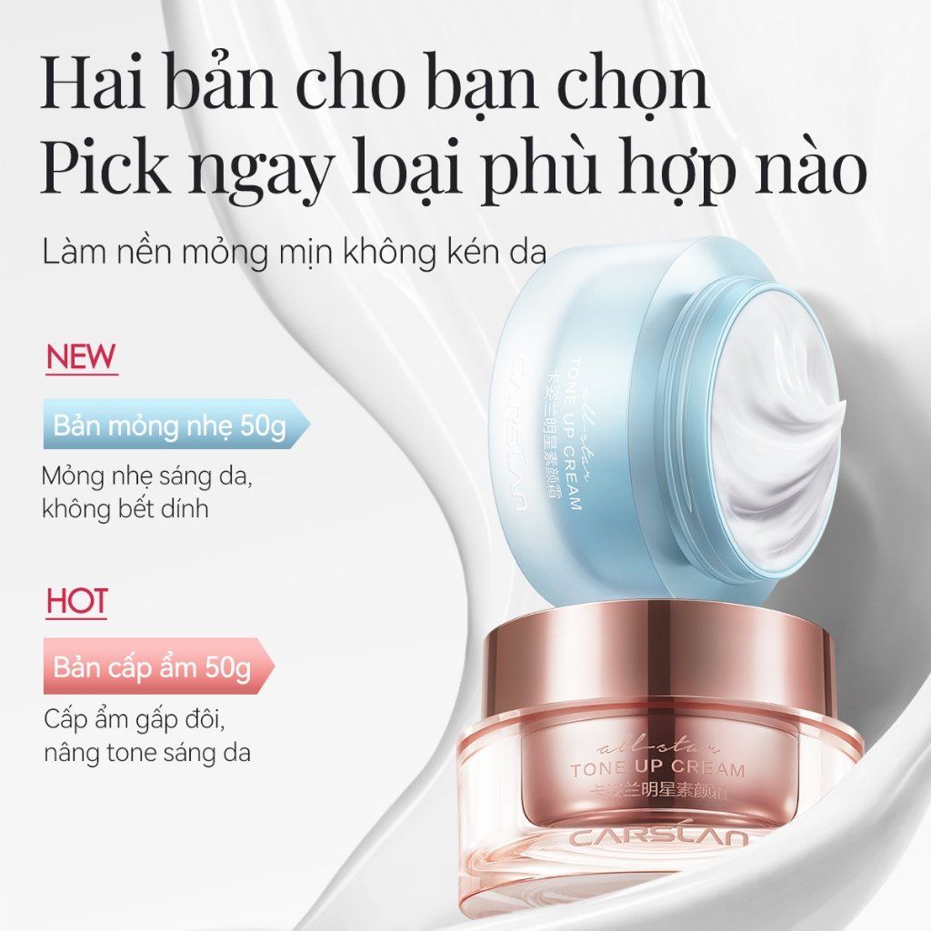 Kem Nâng Tông Da Carslan Kem Lười Makeup Dưỡng Ẩm Che Khuyết Điểm Bản Mỏng Nhẹ (Xanh)