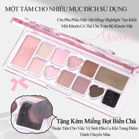 Bảng Phấn Mắt 12 Ô Bảng Phấn Mắt Hồng Nhũ Veecci
