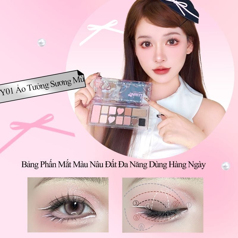 Bảng Phấn Mắt 12 Ô Bảng Phấn Mắt Hồng Nhũ Veecci