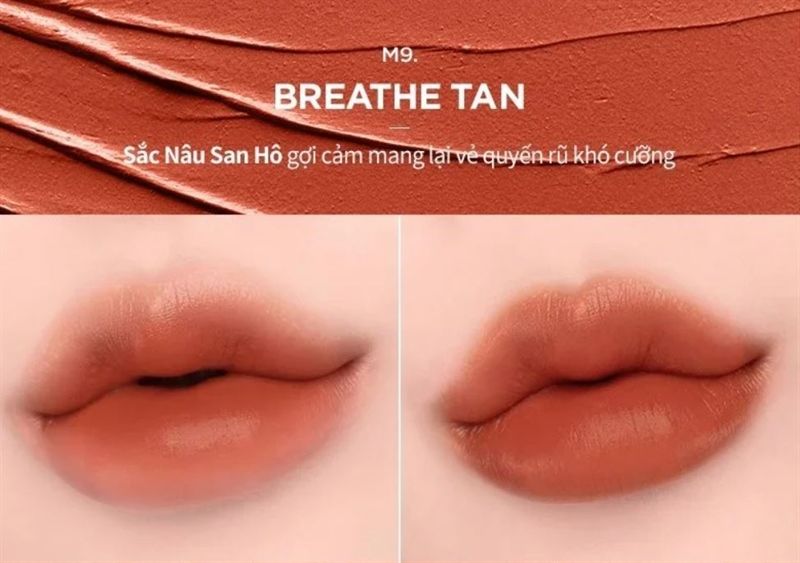 Son Kem Lì, Mịn Mượt Nhẹ Môi Merzy Dreamy Late Night Mellow Tint - M9 Breathe Tan - Nâu San Hô