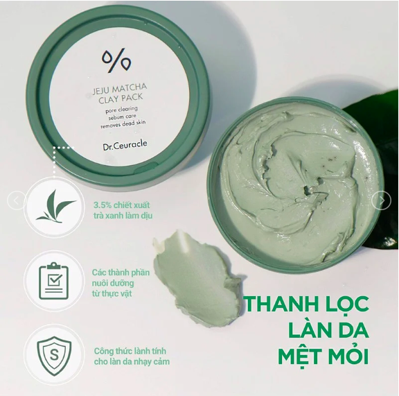 Mặt Nạ Đất Sét Trà Xanh Làm Sạch Se Khít Lỗ Chân Lông Dr.Ceuracle Jeju Matcha Clay Pack 9g
