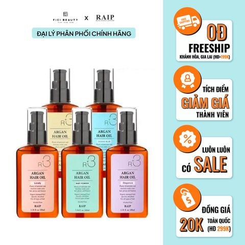 Dầu Dưỡng Giúp Hồi Phục Tóc Hư Tổn RAIP R3 Argan Hair Oil 100ml