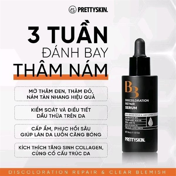 Serum Tinh chất PrettySkin B3 Sửa Chữa Sắc Tố, Mờ Thâm Nám, Tàn Nhang 50ml