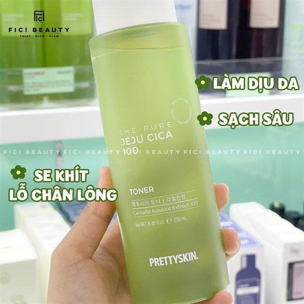 Nước Hoa Hồng Chiết Xuất Rau Má Dành cho Da Dầu Mụn Prettyskin The Pure Jeju Cica 100 Toner 250ml