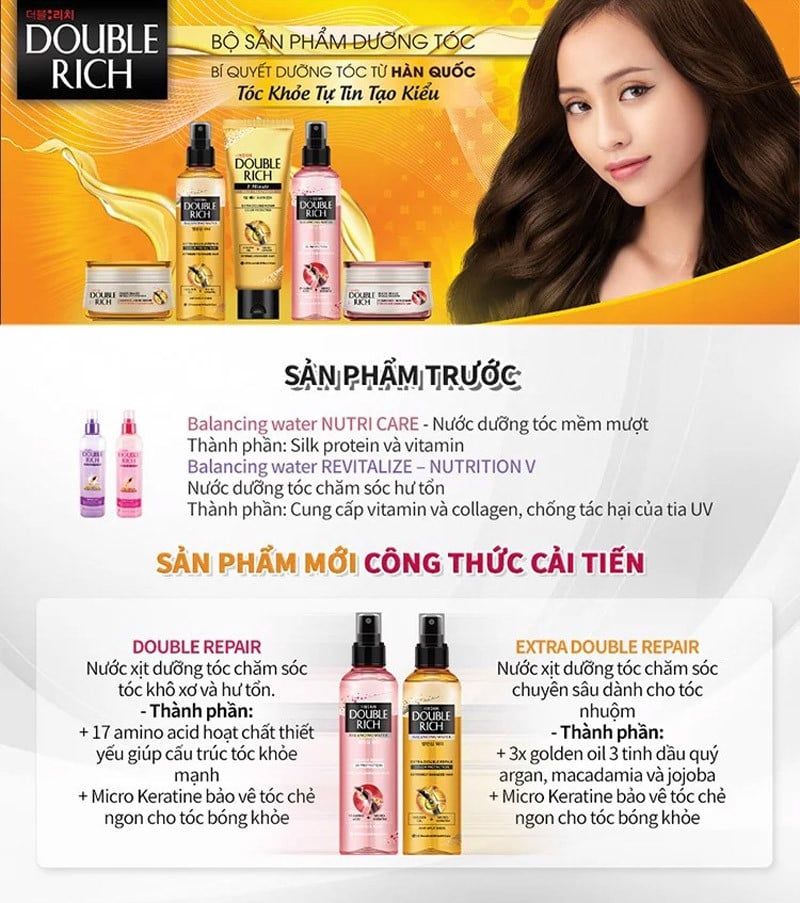 Nước Xịt Dưỡng Tóc Double Rich Cho Tóc Khô Xơ, Hư Tổn