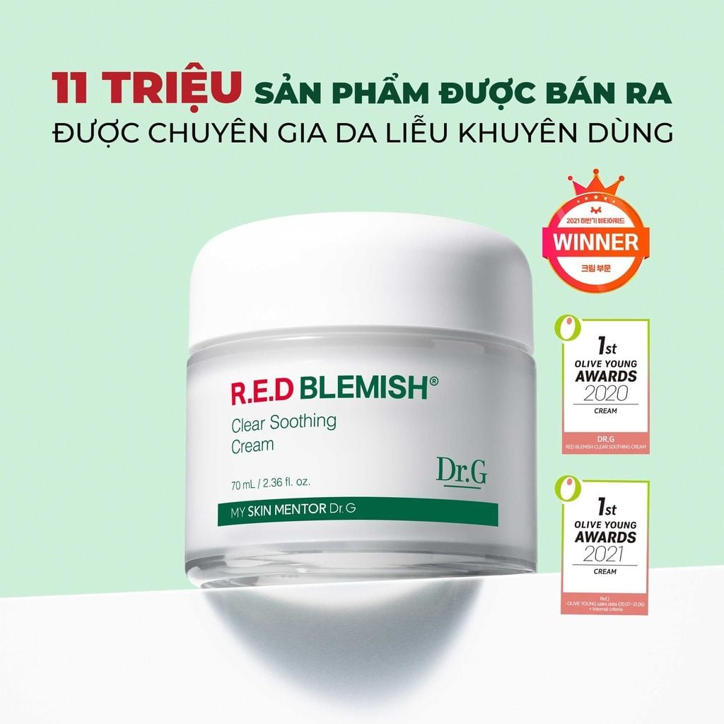 Kem Dưỡng Ẩm Làm Dịu Da, Phục Hồi & Giảm Đỏ Da Dr.G R.E.D Blemish Clear Soothing Cream 70ml