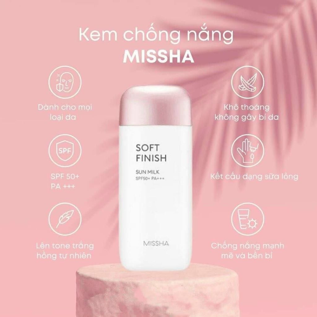 Kem Chống Nắng Dạng Sữa Dịu Nhẹ, Nâng Tông Da Missha All-Around Safe Block Soft Finish Sun Milk SPF50+ PA+++ 70ml